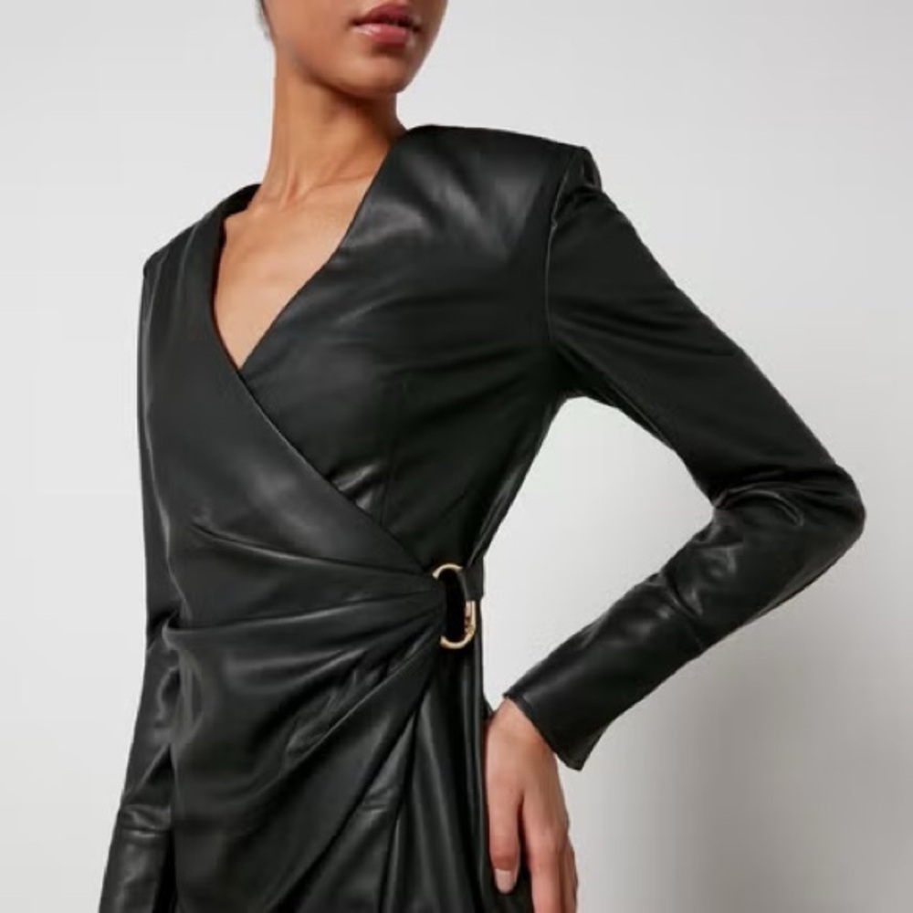 Anine Bing Joey Faux leather mini wrap dress - Picture 3 of 14